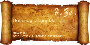 Hutiray Zsanett névjegykártya